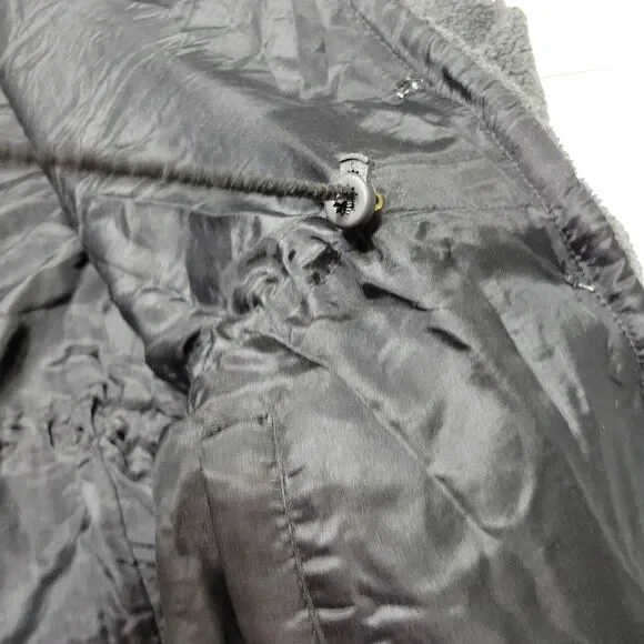 Outbrook Coat Women M Fleece Jacket Grey long Sleeve Button Patch Pockets Collar - Picture 9 of 14